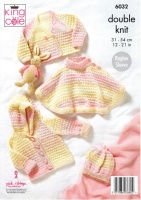 Knitting Pattern - King Cole 6032 - Cutie Pie DK - Cardigan, Cape, Jacket and Hat